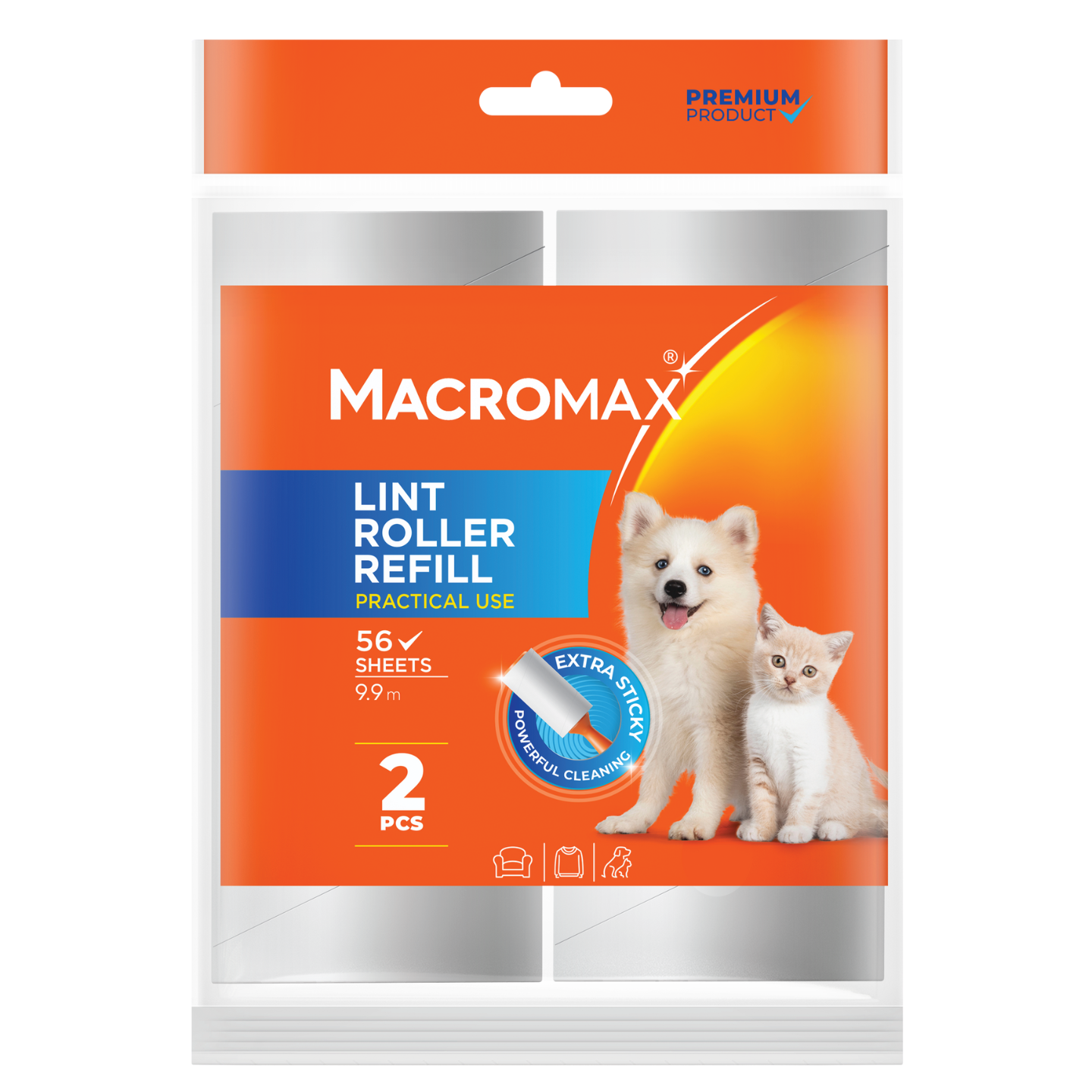 Macromax Extra Sticky Lint Roller for Pet Refill – 2 Pieces