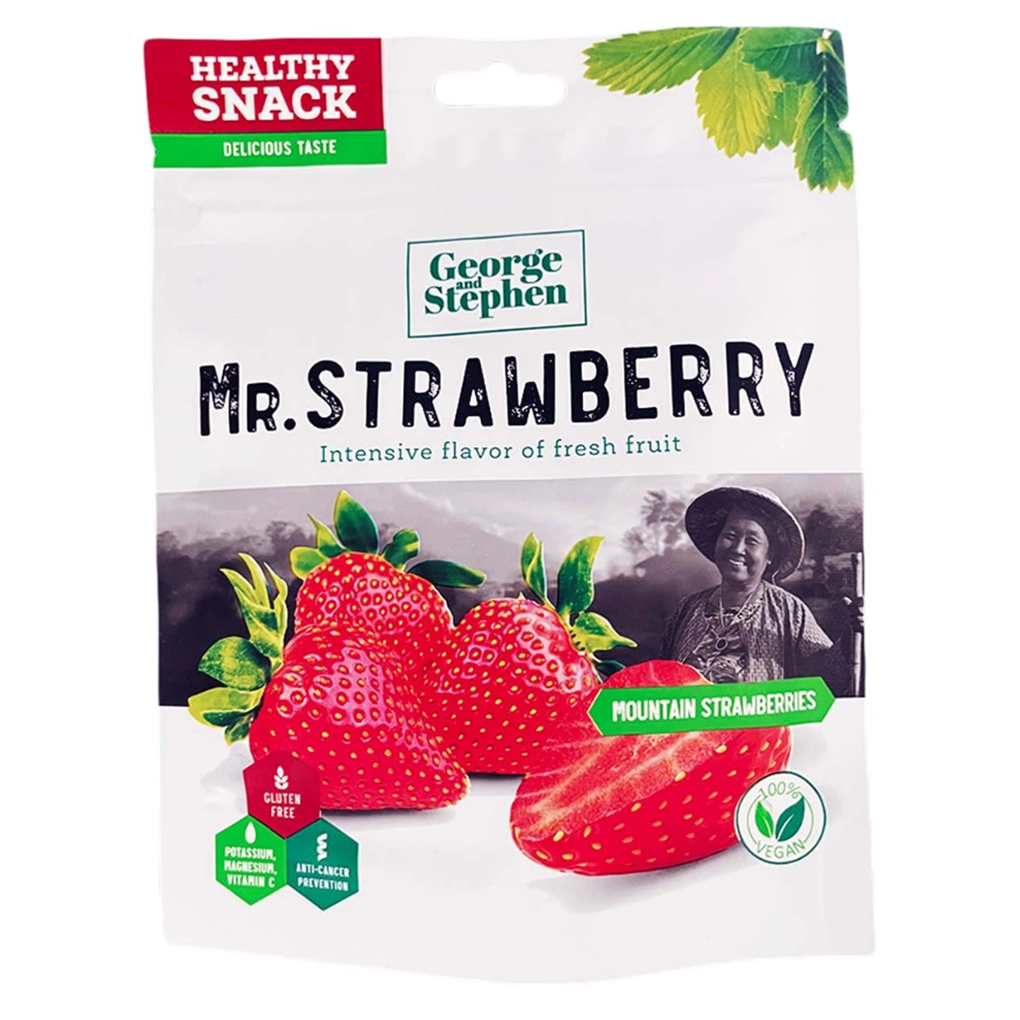 George and Stephen Vegan Gluten Free Dried Strawberry Snack 40g