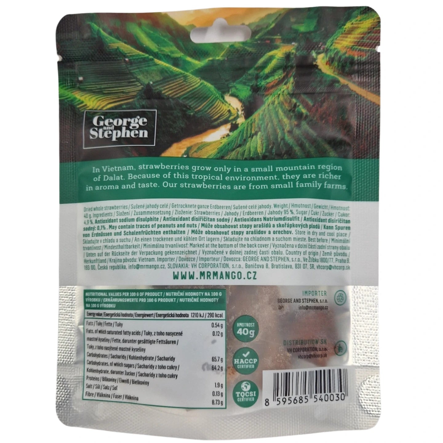 George and Stephen Vegan Gluten Free Dried Strawberry Snack 40g