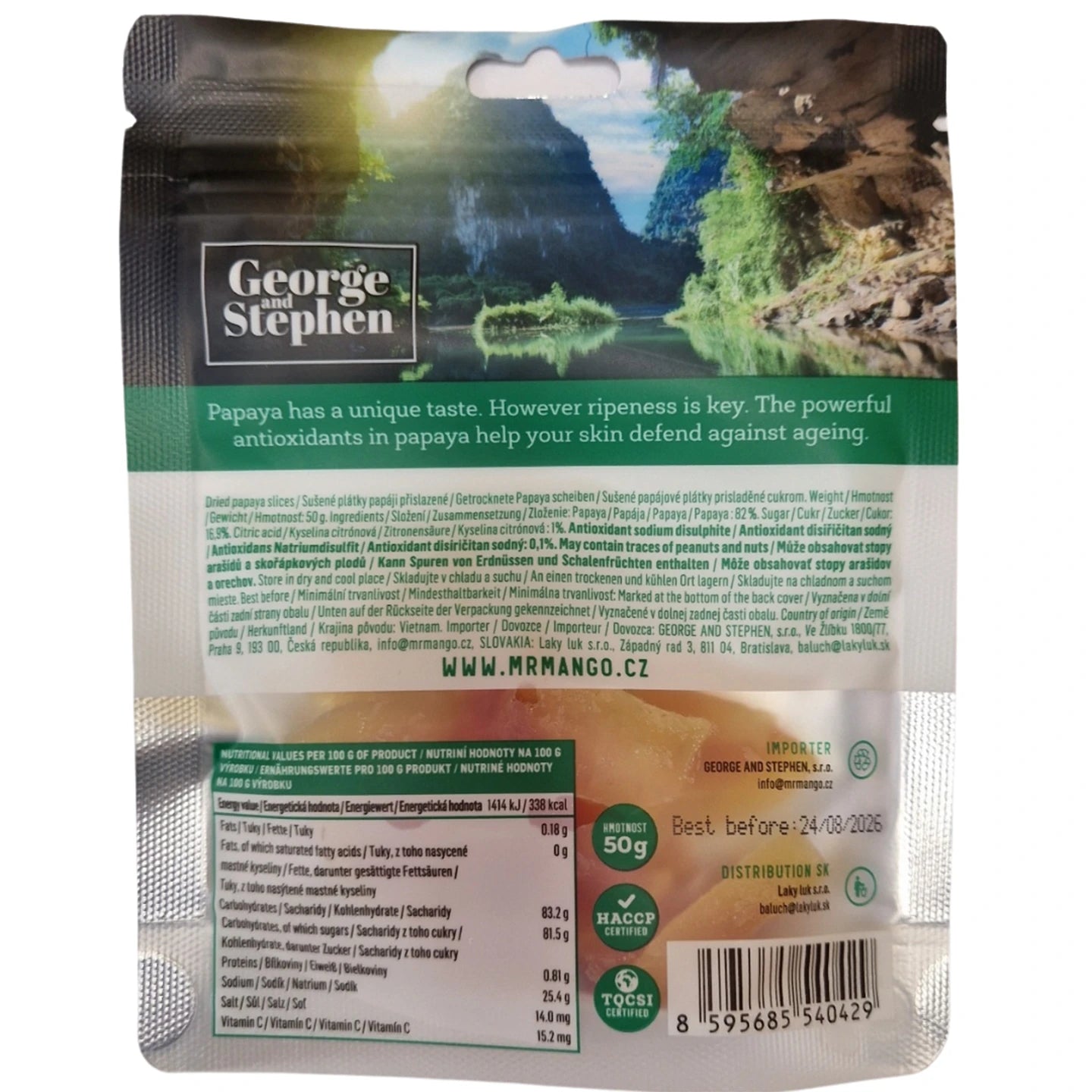 George and Stephen Vegan Gluten Free Organic Dried Papaya Snack 50 g