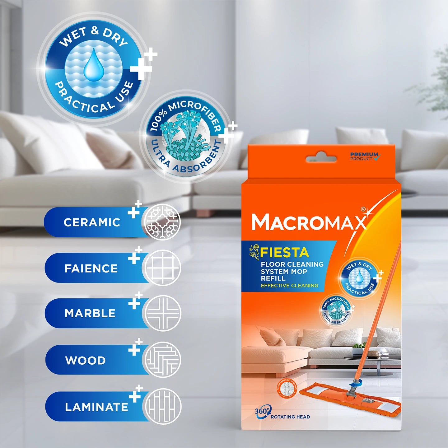 Macromax Fiesta Flat Mop Refill