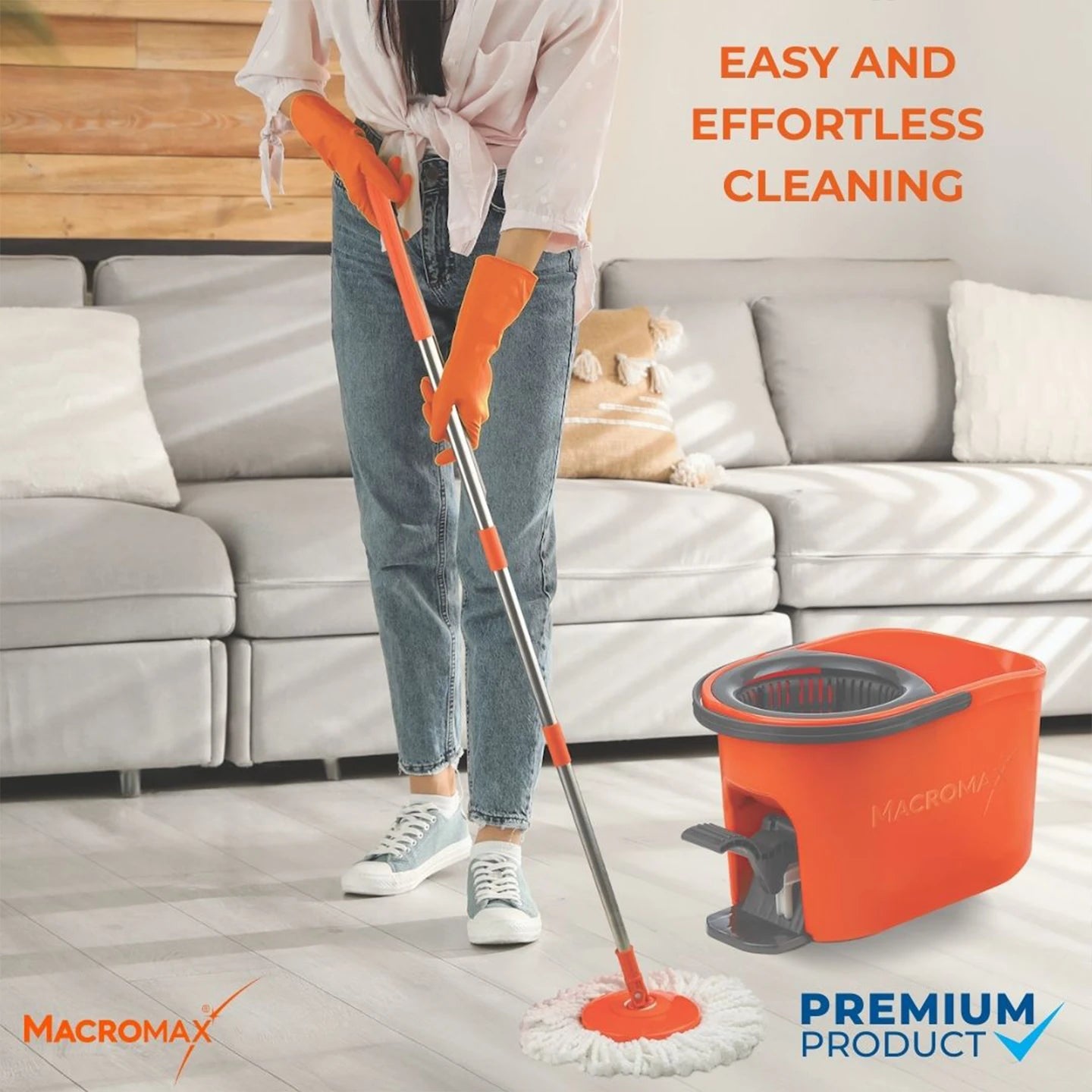 Macromax Force Spin Mop and Bucket Set with Pedal Easy Wring