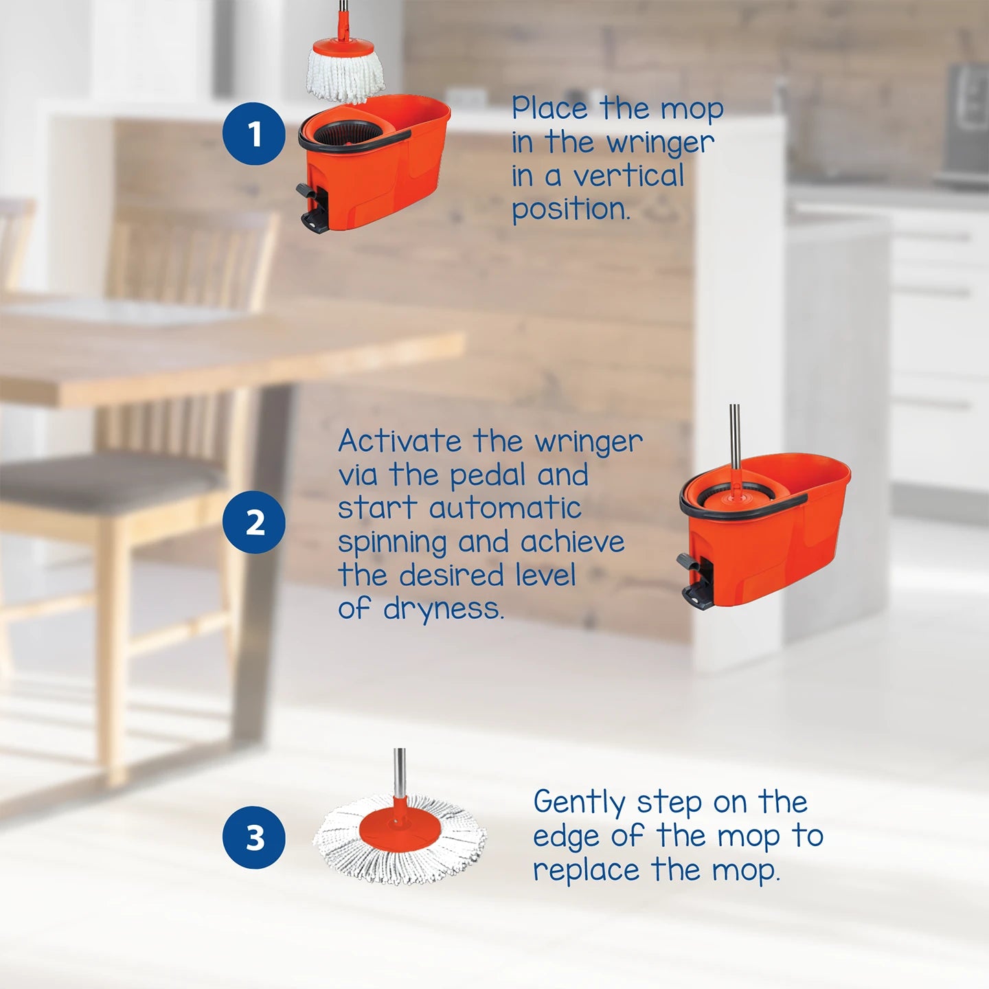 Macromax Force Spin Mop and Bucket Set with Pedal Easy Wring