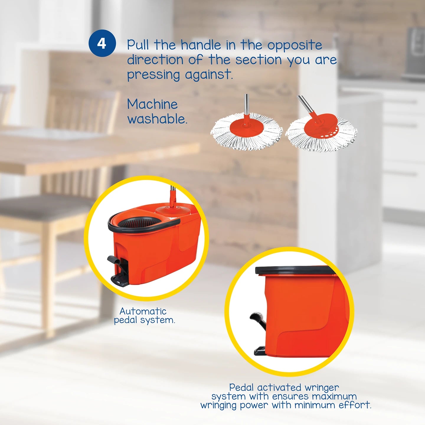 Macromax Force Spin Mop and Bucket Set with Pedal Easy Wring