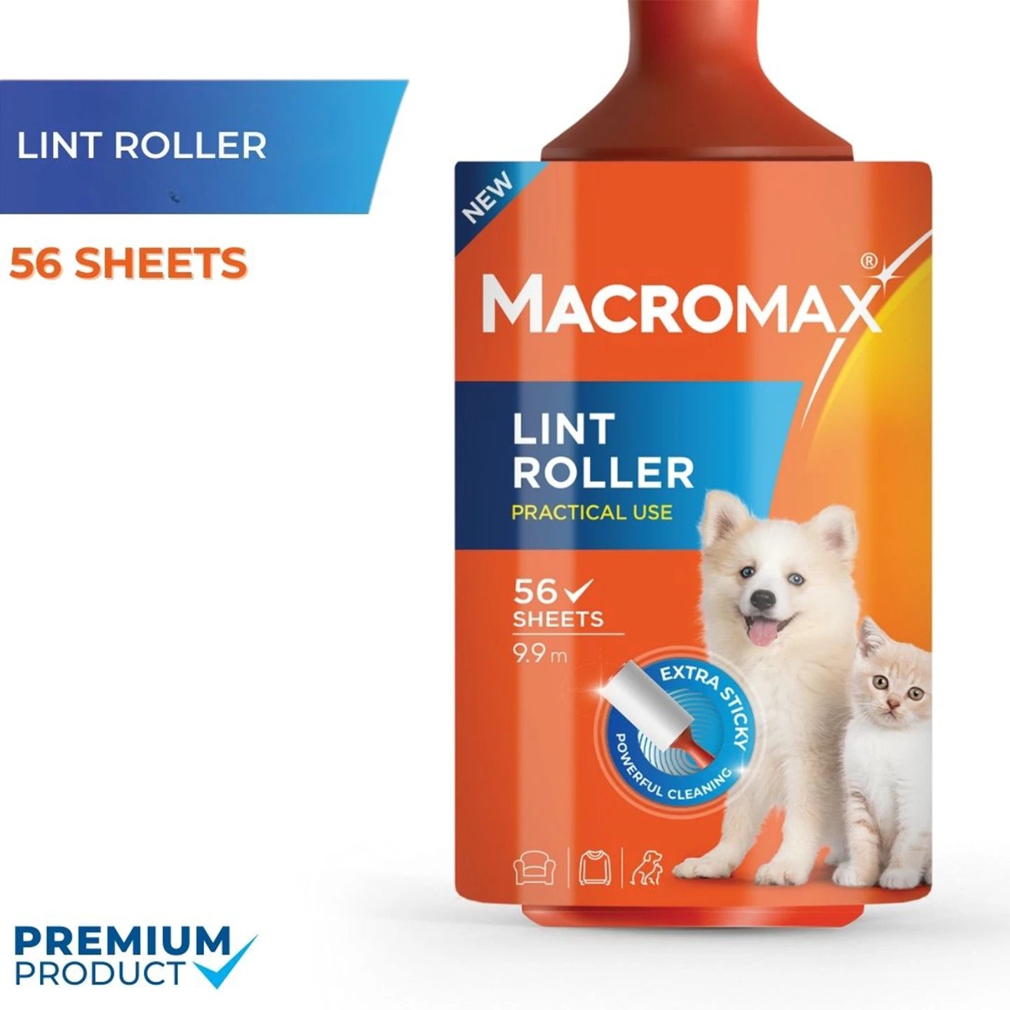 Macromax Extra Sticky Lint Roller for Pet Hair Removal – 60 Sheets