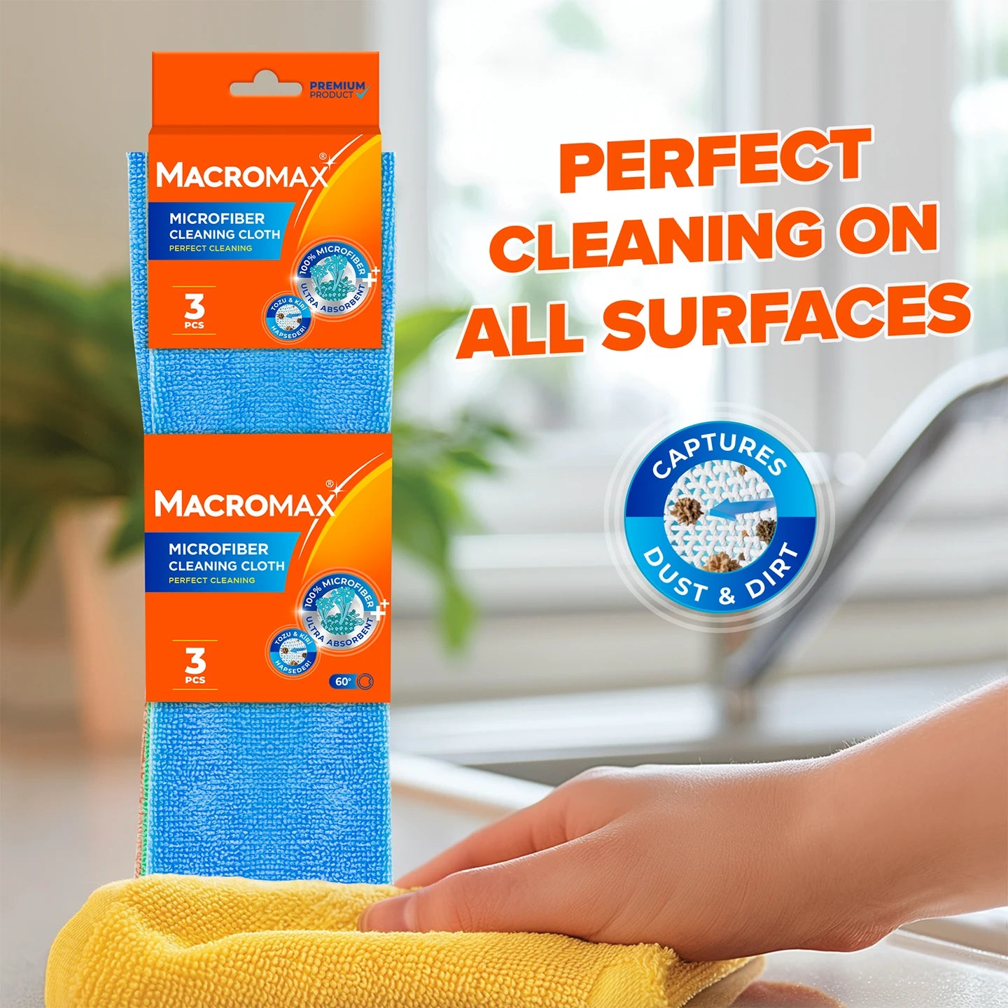 Macromax Microfibre Cleaning Cloth – 3 Pcs