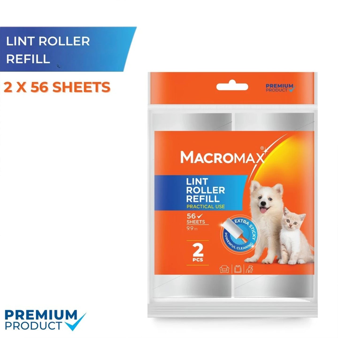 Macromax Extra Sticky Lint Roller for Pet Refill – 2 Pieces