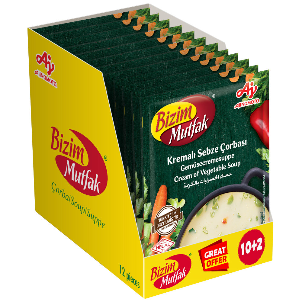 Bizim Mutfak Cream of Vegetable Soup 45g | 10 + 2 FREE | Instant Creamy Vegetable Soup Mix | Quick Starter