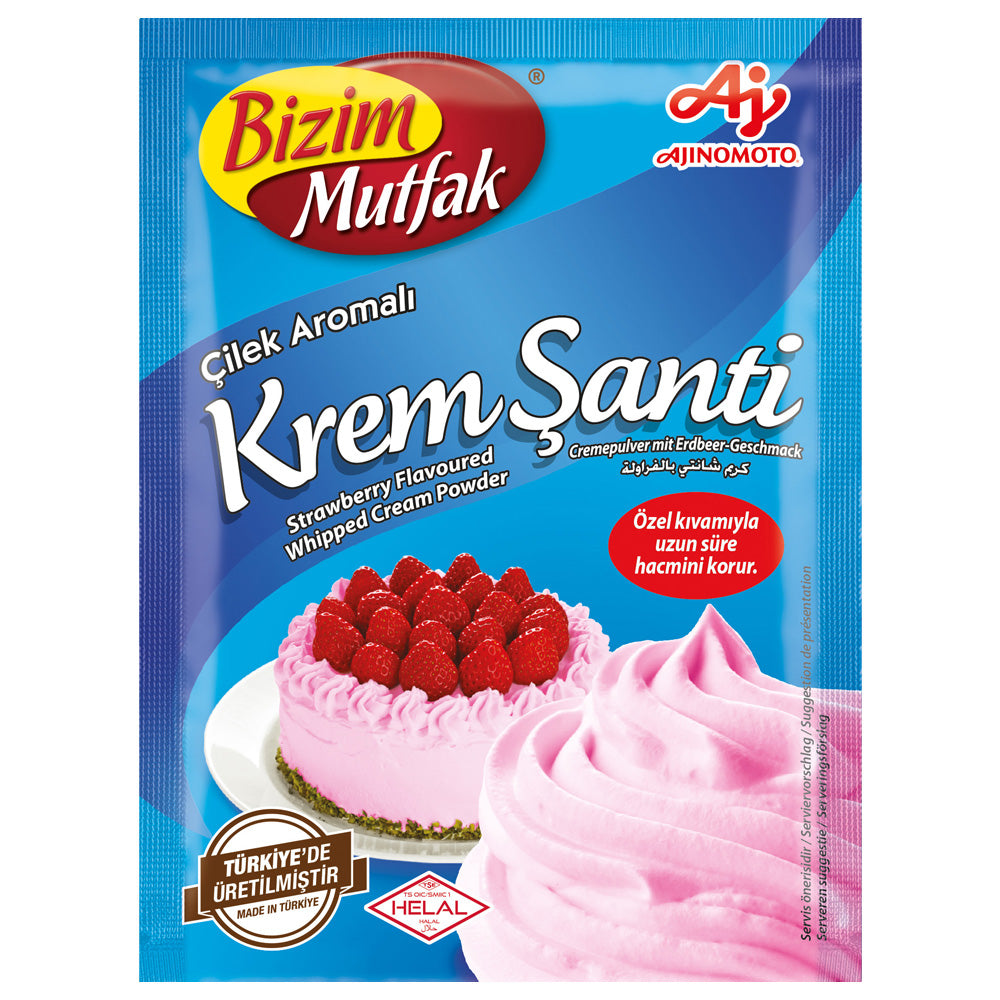 Bizim Mutfak Strawberry Flavoured Whipped Cream 72g x2 | Dessert Topping Powder Mix