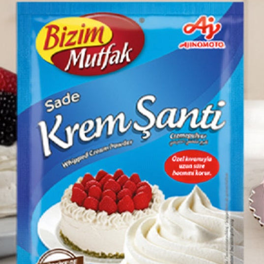 Bizim Mutfak Strawberry Flavoured Whipped Cream 72g x2 | Dessert Topping Powder Mix