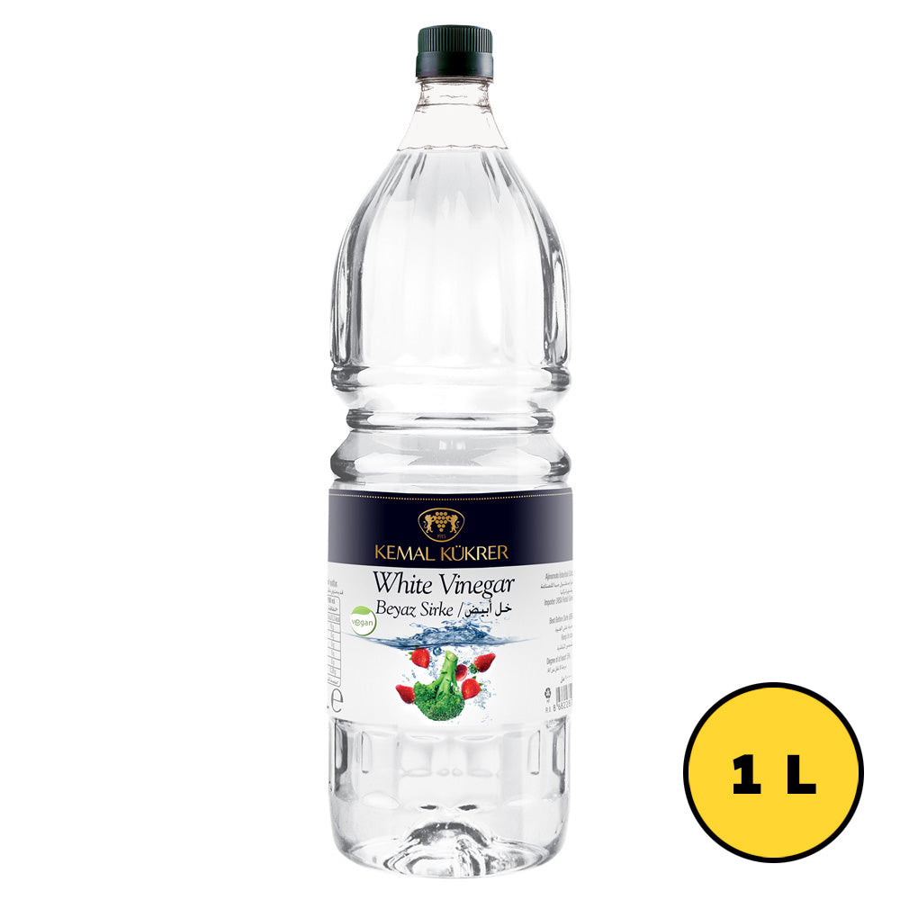 Kemal Kukrer White Vinegar 1 L | Natural Fermented Vinegar for Cooking, Cleaning & Pickling | Turkish Vinegar