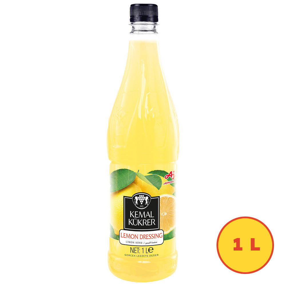 Kemal Kukrer Lemon Dressing Sauce 1 L | Tangy Lemon Salad Dressing & Marinade | Ideal for Salads and Seafood