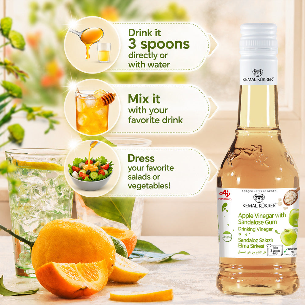 Kemal Kukrer Apple Vinegar with Sandalose Gum 500 ML | Herbal Vinegar Blend | Traditional Wellness Formula
