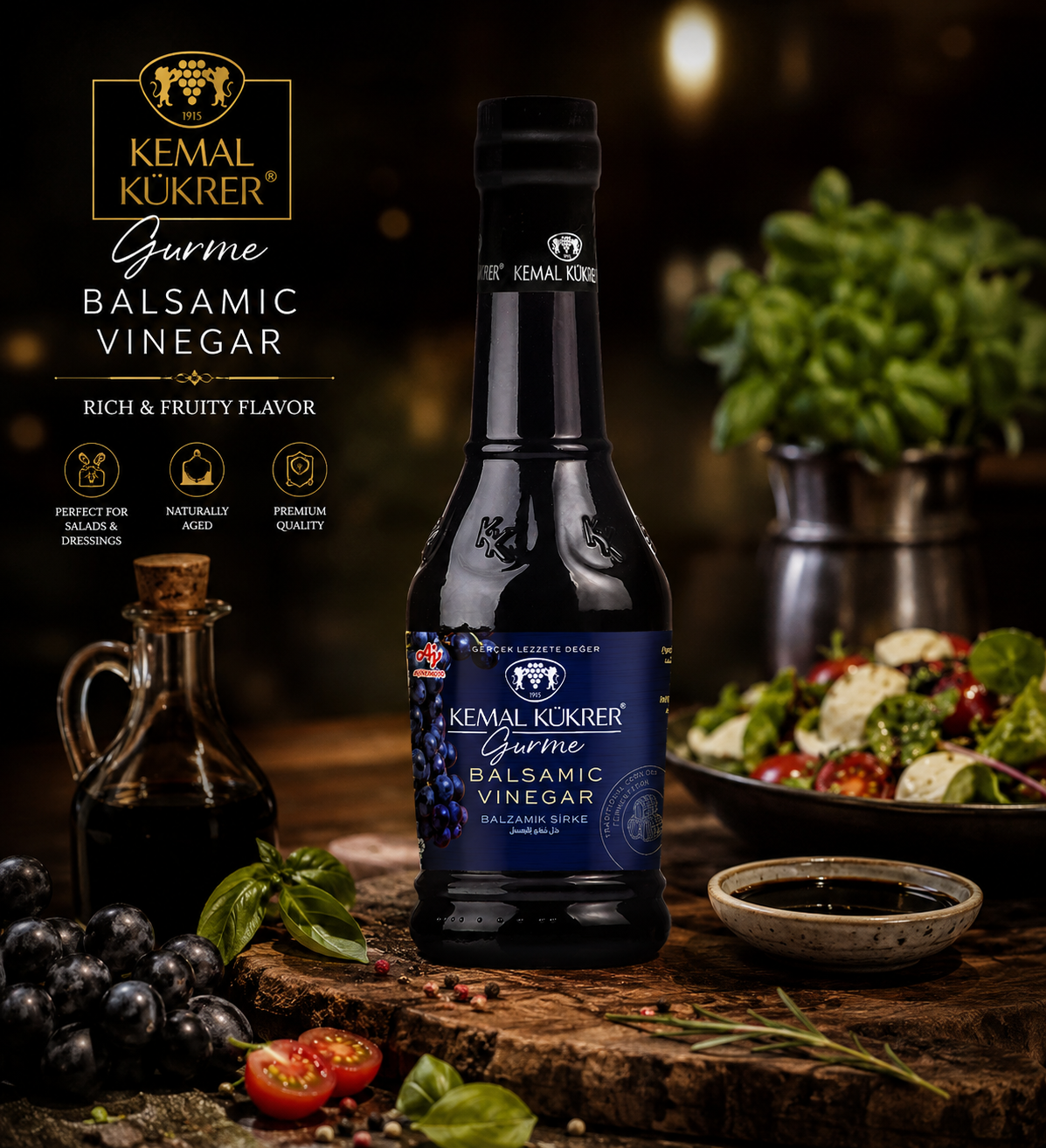 Kemal Kukrer Balsamic Vinegar 500 ML | Rich & Smooth Balsamic Dressing | Ideal for Salads & Marinades