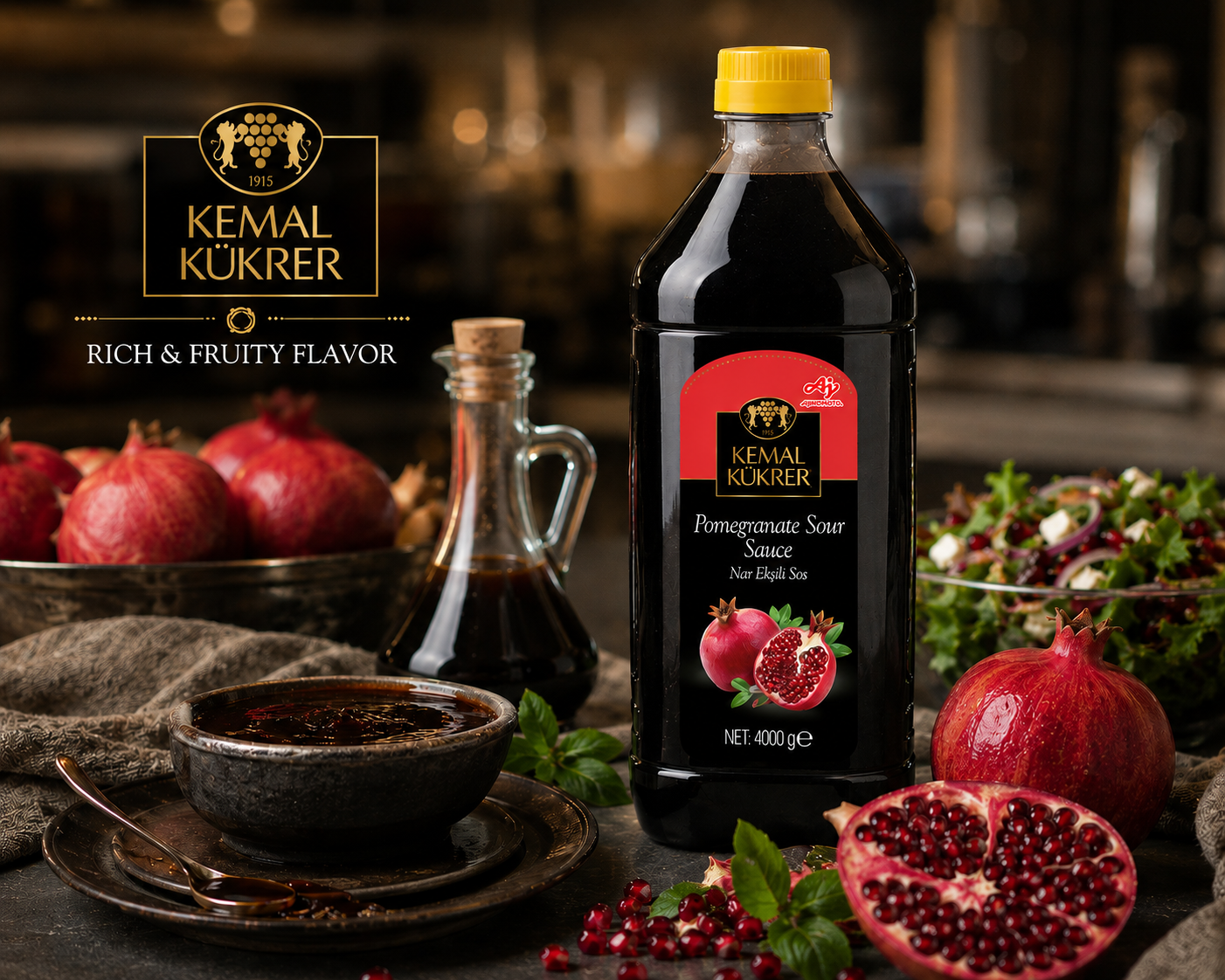 Kemal Kukrer Pomegranate Sour Sauce 4 KG | Professional Kitchen Pack | Authentic Turkish Nar Eksisi