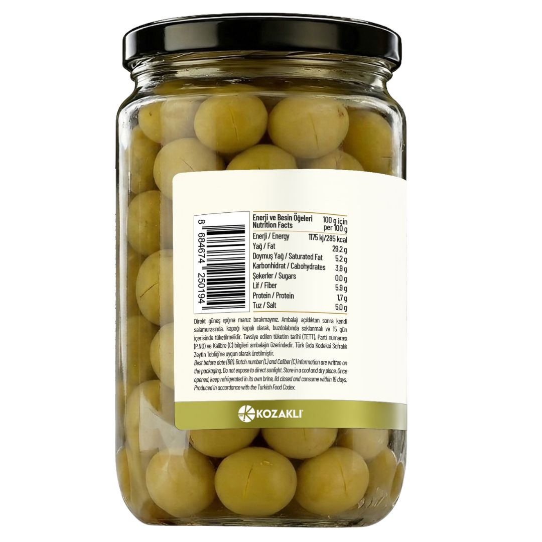 Kozoliv Premium Turkish Green Olives 400g – Scratched Style, Natural Brine, Authentic Mediterranean Taste