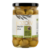 Kozoliv Premium Turkish Cracked Green Olives in Brine 400g – Traditional Style, Ready to Eat, Authentic Mediterranean Flavor