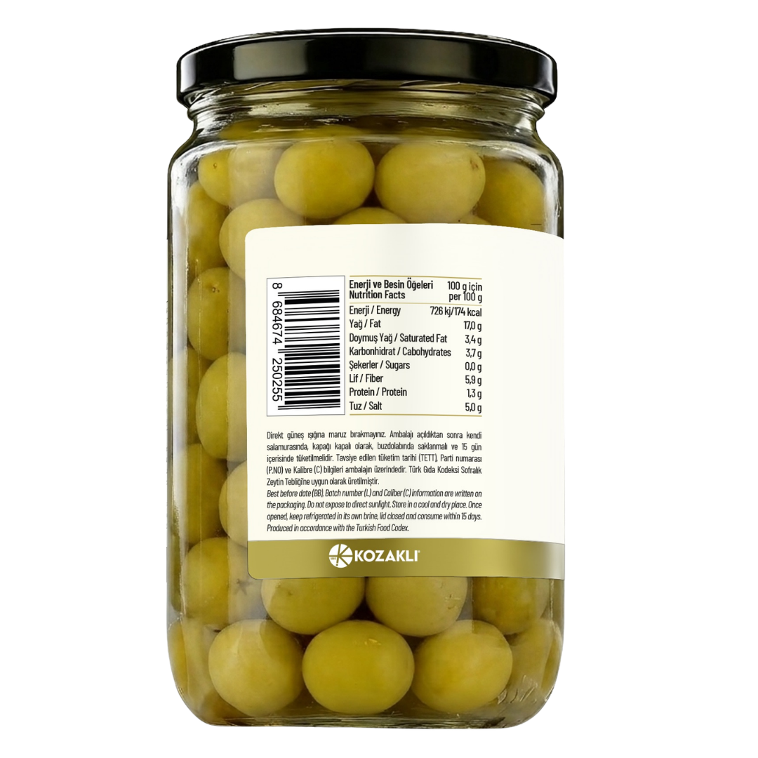 Kozoliv Premium Turkish Green Olives 400g – Cocktail Size, Ready to Eat, Authentic Mediterranean Flavor
