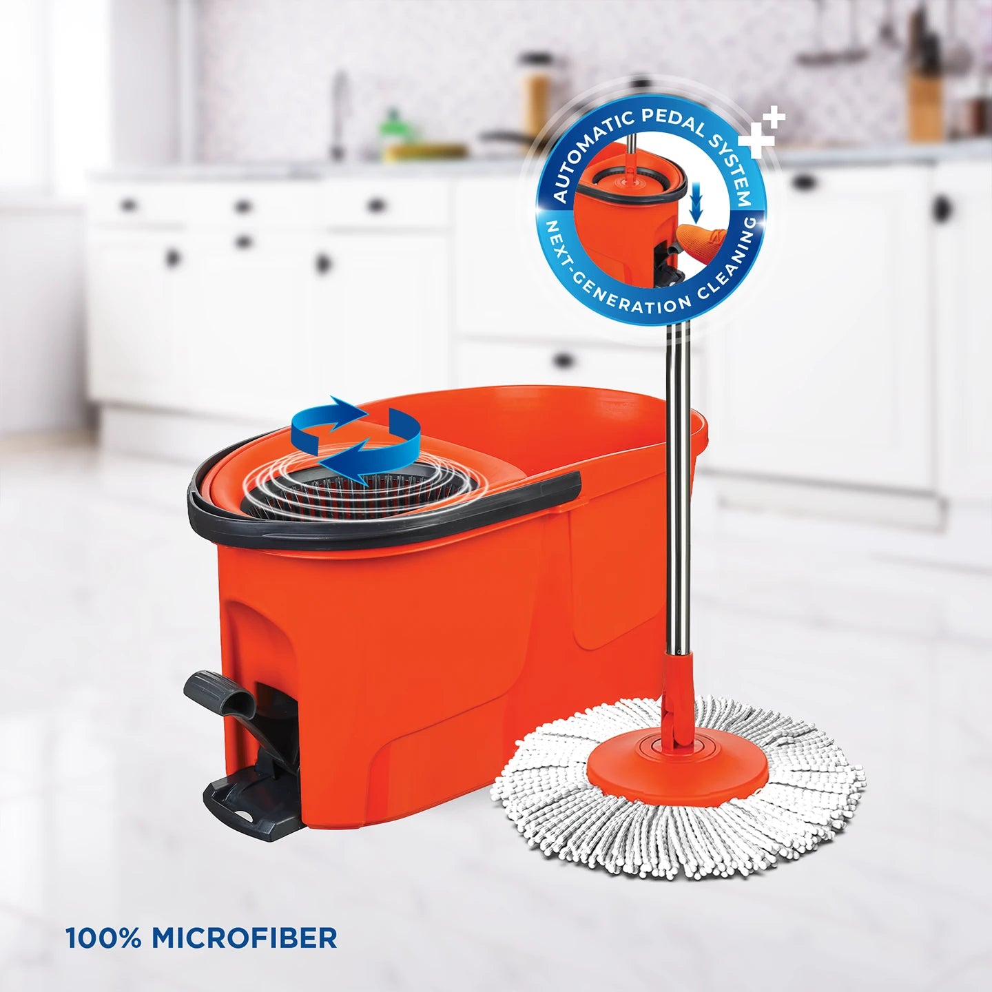 Macromax Force Spin Mop and Bucket Set with Pedal Easy Wring