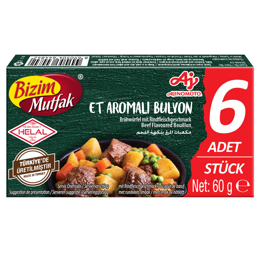 Bizim Mutfak Beef Flavoured Bouillon 6x10g | Stock Cubes for Soups, Rice & Stews
