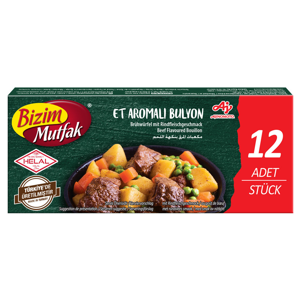 Bizim Mutfak Beef Flavoured Bouillon 12x10g | Beef Stock Cubes for Everyday  Cooking