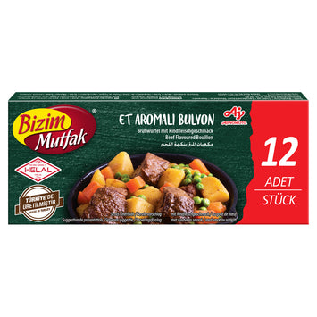 Bizim Mutfak Beef Flavoured Bouillon 12x10g | Beef Stock Cubes for Everyday  Cooking