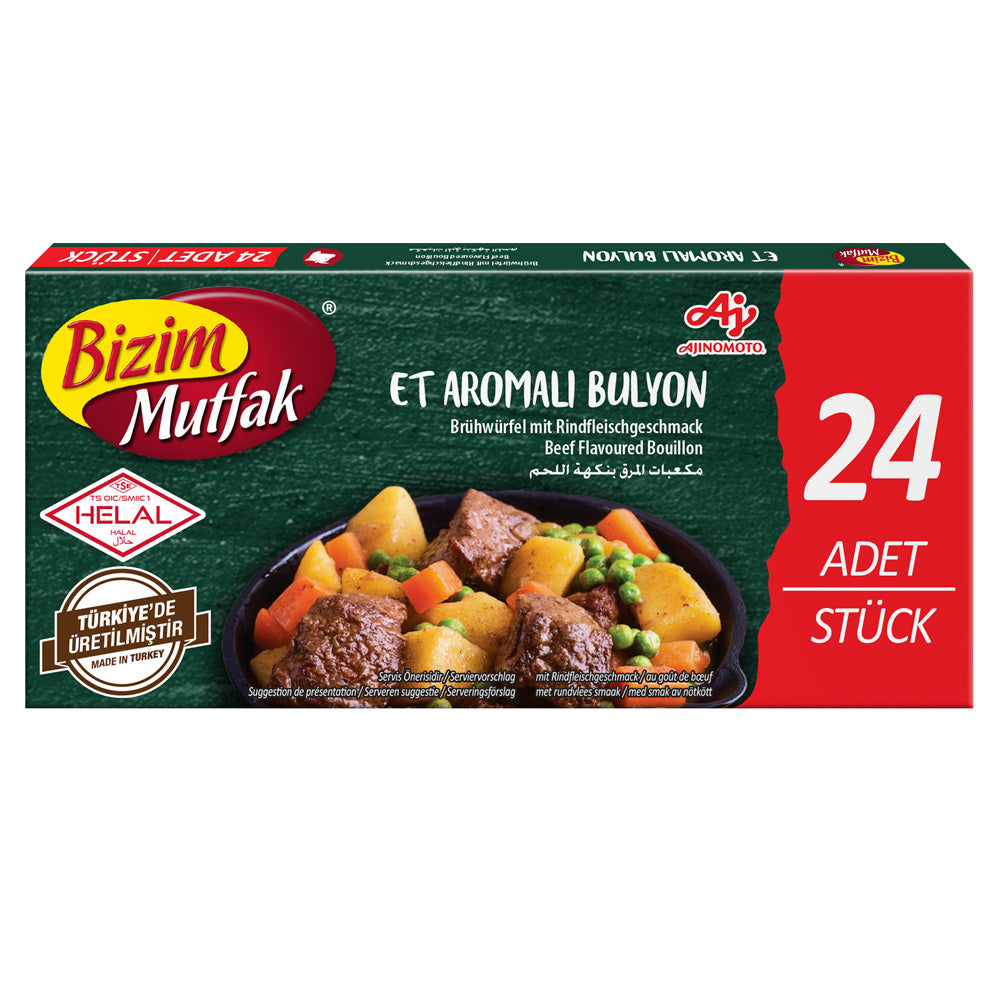 Bizim Mutfak Beef Flavoured Bouillon 24x10g | Bulk Pack Beef Stock Cubes for Cooking