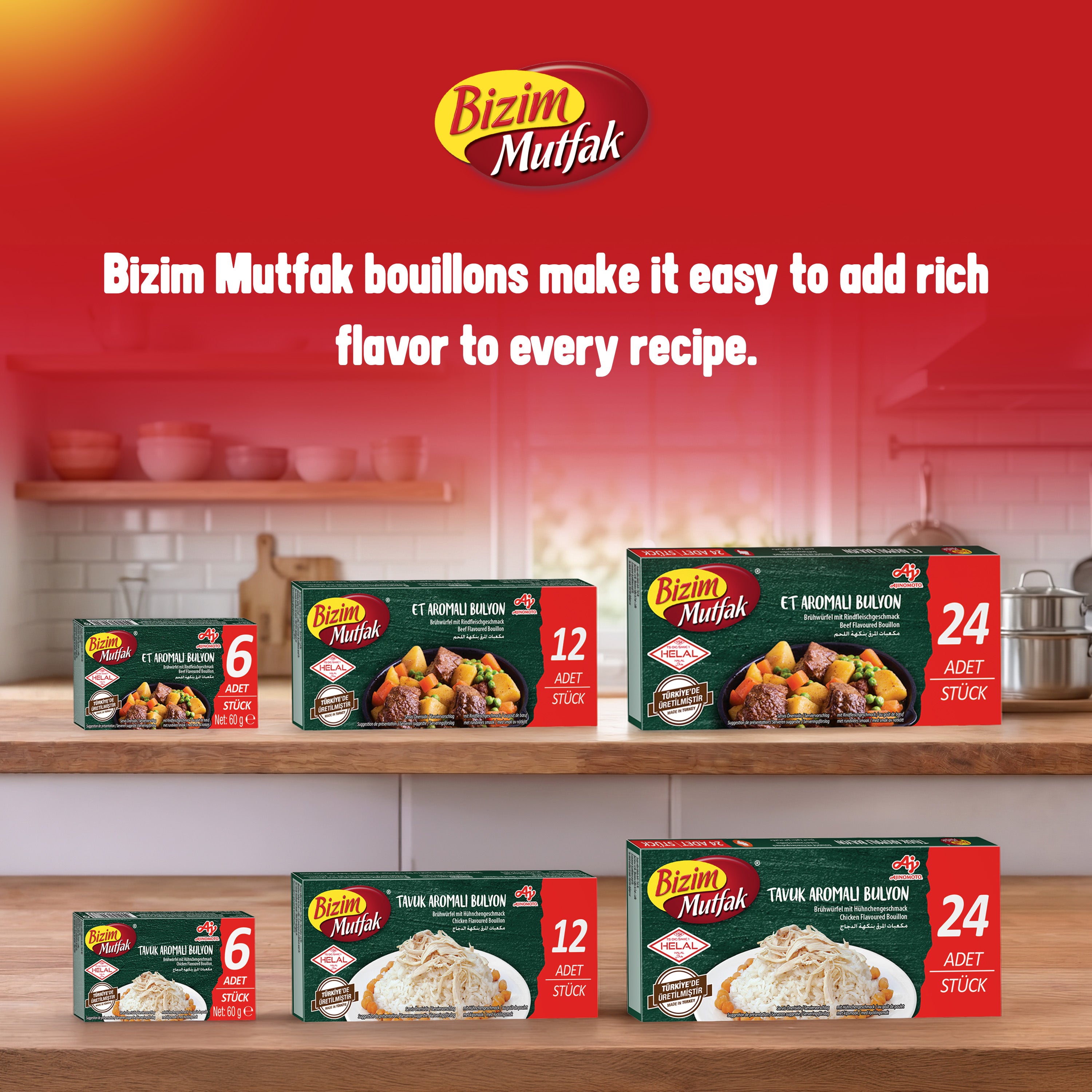 Bizim Mutfak Chicken Flavoured Bouillon 24x10g | Bulk Pack Chicken Stock Cubes