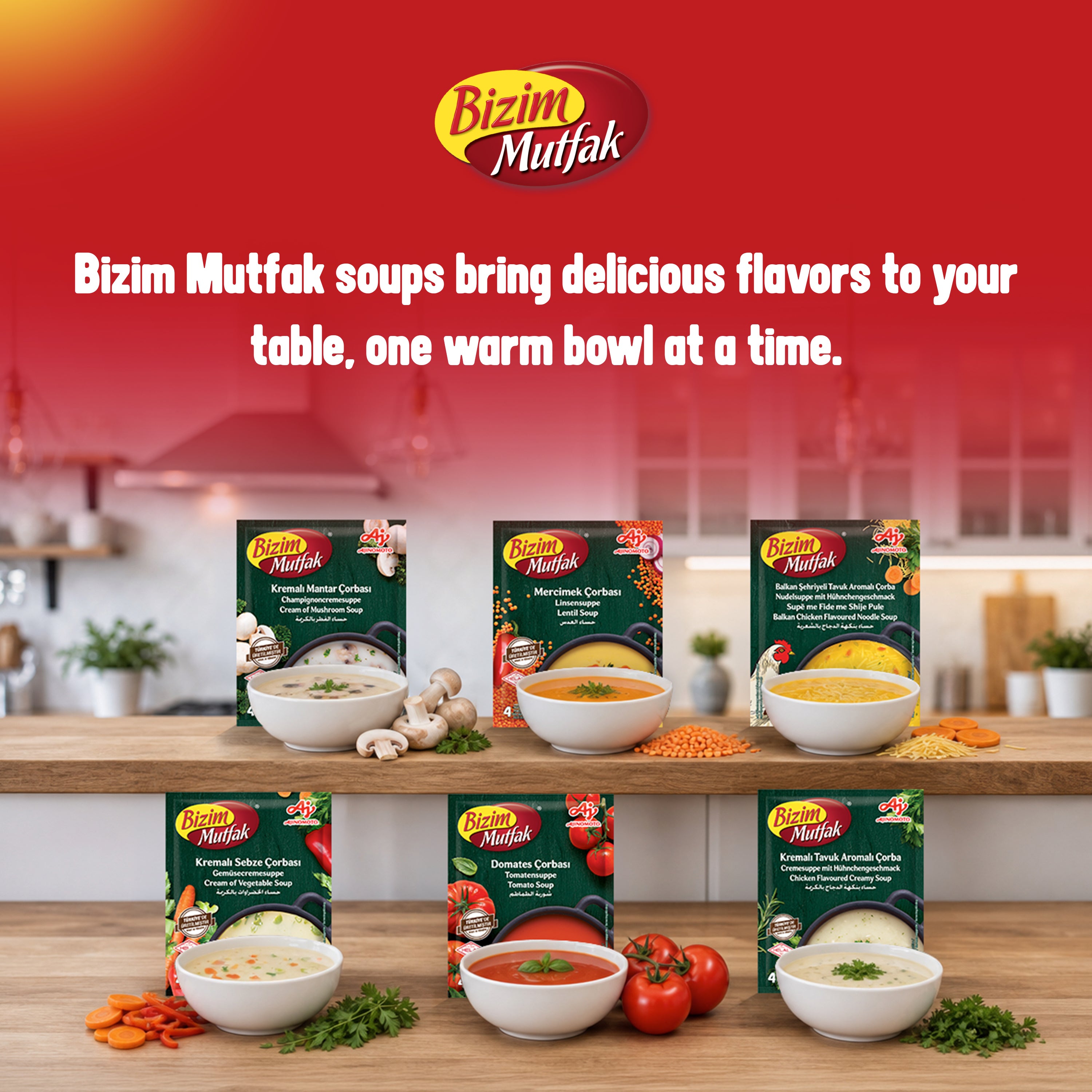 Bizim Mutfak Lentil Soup 65g | 10 + 2 FREE | Traditional Turkish Mercimek Soup Mix | Quick & Hearty Meal