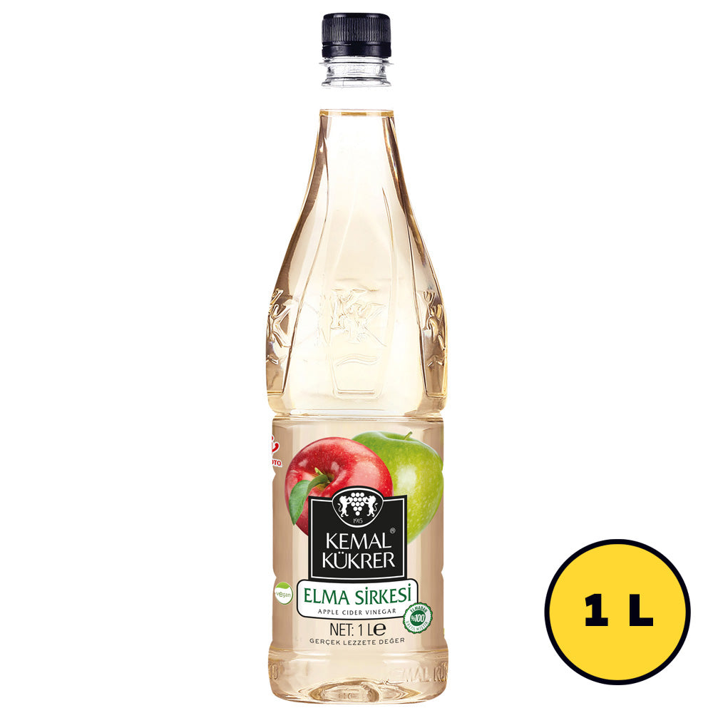Kemal Kukrer Apple Vinegar 1 L | Natural Fermented Apple Vinegar for Cooking, Salads & Marinades | Turkish Apple Vinegar
