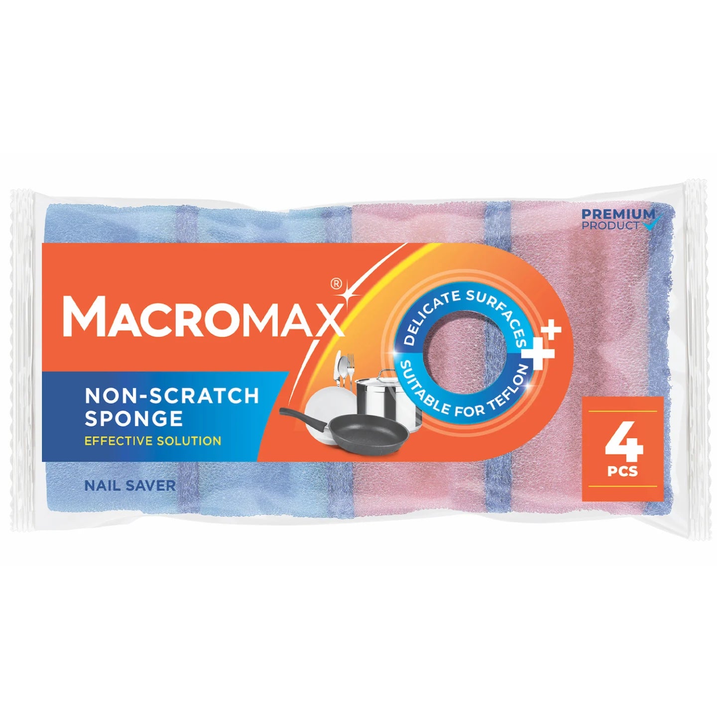 Macromax Non-Scratch Nail Saver Sponge – 4 Pieces Set